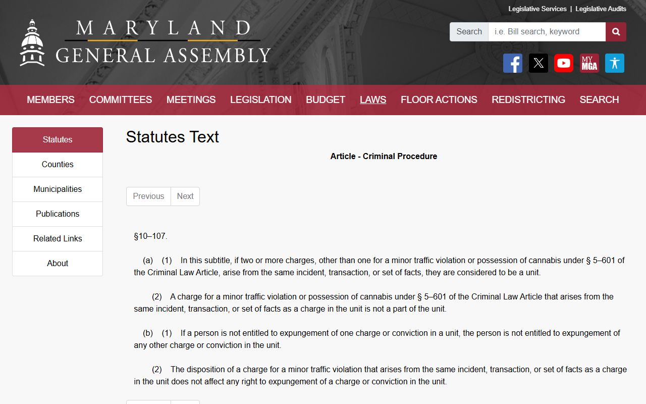 Caroline County criminal court records Case Search charge removal statute