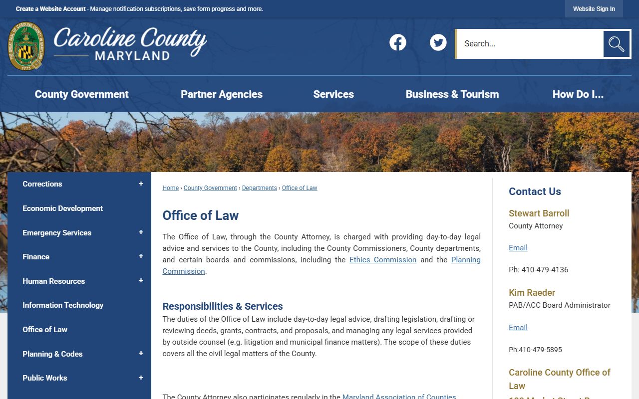 Caroline County criminal court records Office of Law criminal matters note