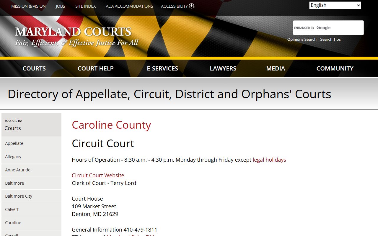 Caroline County court records directory